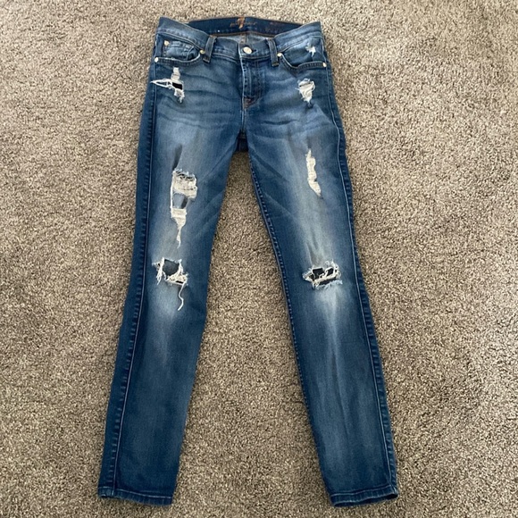 7 for all Mankind distressed ankle skinny jeans - size 26 - Picture 1 of 7